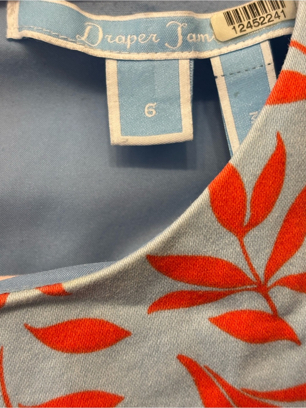 Draper James Light Blue Dress with Orange Leaf Motif light blue size 6